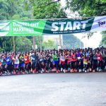 Athletes lined up at the start of the Eldoret city marathon fifth edition