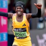 Peres Jepchirchir wins the London Marathon (© Bob Martin for London Marathon Events)