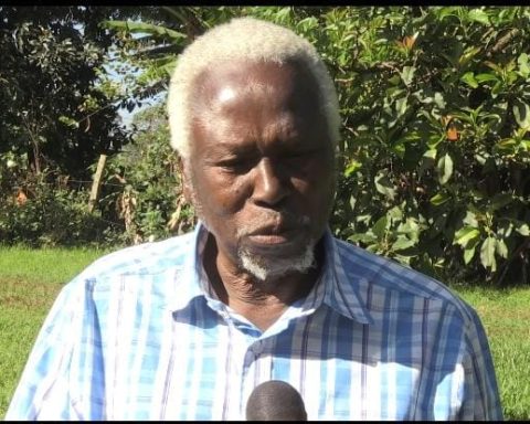 General (Rtd) Daudi Tonje, who served as the Chief of General Staff between 1996 and 2001 addressing the press at his Kitale residence. Photo/Kipkorir Tarus