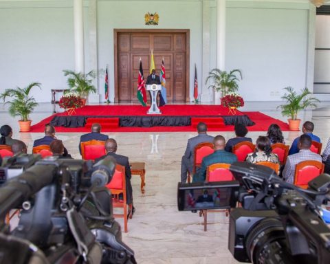 President Ruto during a meeting with the Whole of Government Approach on floods
