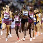Mary Moraa wins the 800m at the Diamond League meeting in Doha (© Getty Images)
