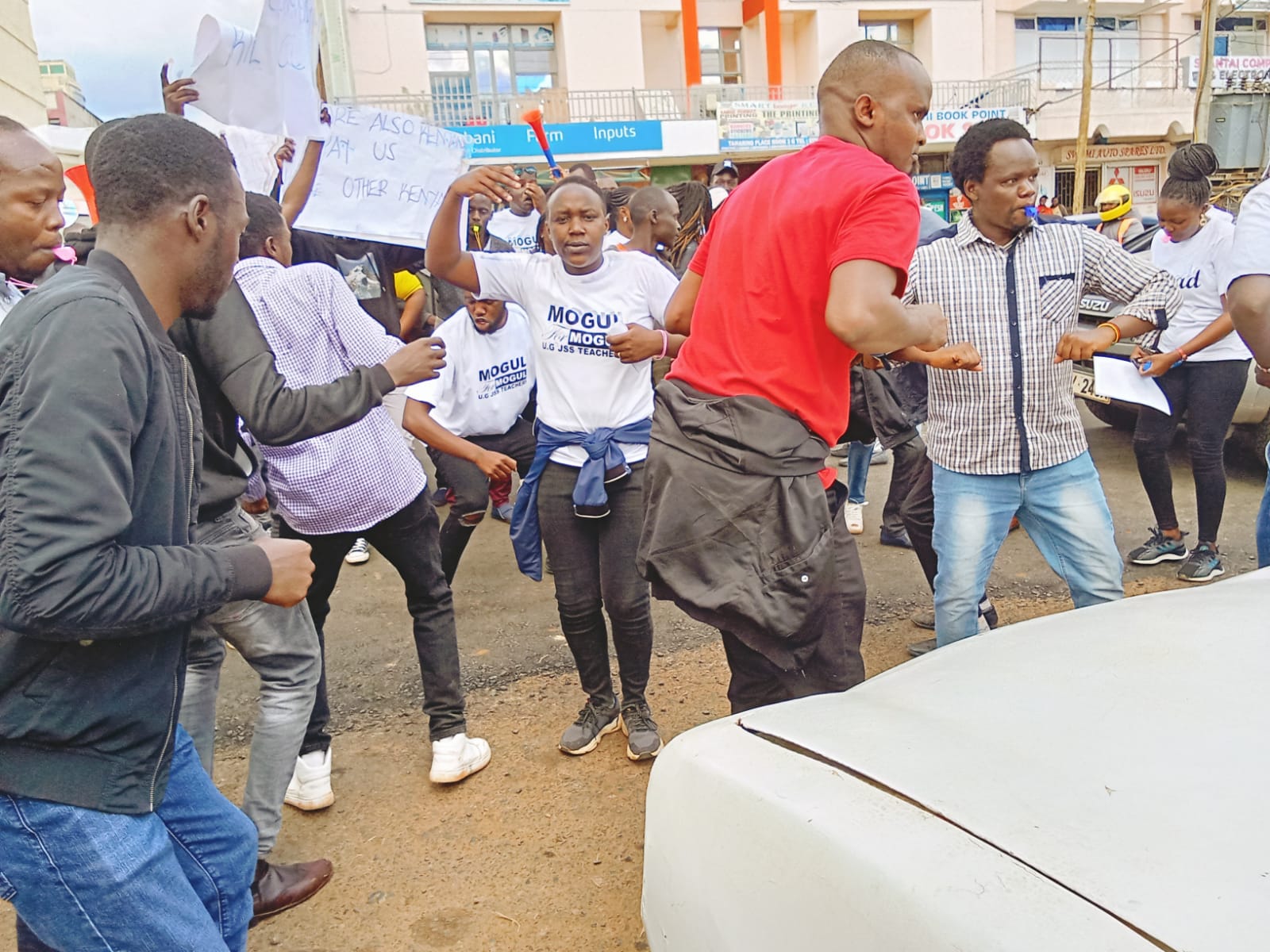 Jss teachers during peaceful demonstrations in Eldoret town