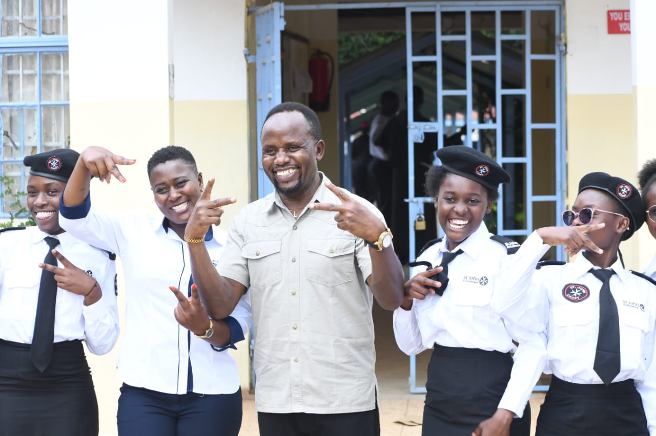Photo:Trans Nzoia Governor George Natembeya Posing for a photo with St. Brigits Girls high school kitale, during the catholic school's education day held at the school on Saturday.