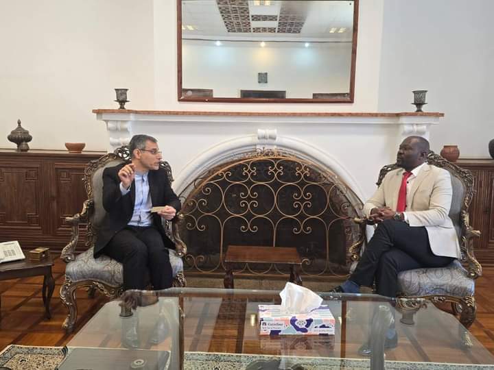 Saboti MP with the Iranian Ambassador to Kenya, Dr. Ali Gholampour, at the Iranian Embassy in Nairobi.