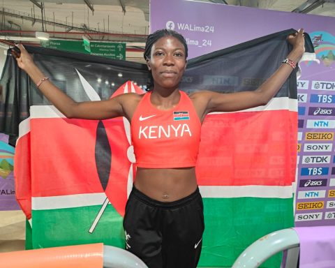 Sarah Moraa after winning gold in Peru