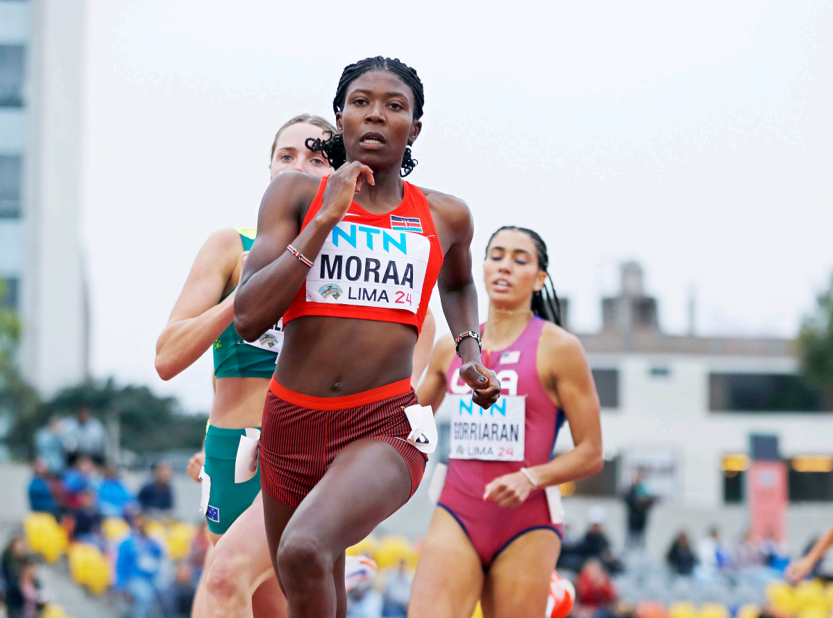 Sarah Moraa in the 800m at the World U20 Championships in Lima (© Oscar Munoz Badilla
