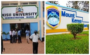 Collage of Kisii University administration block and Mount Kenya university