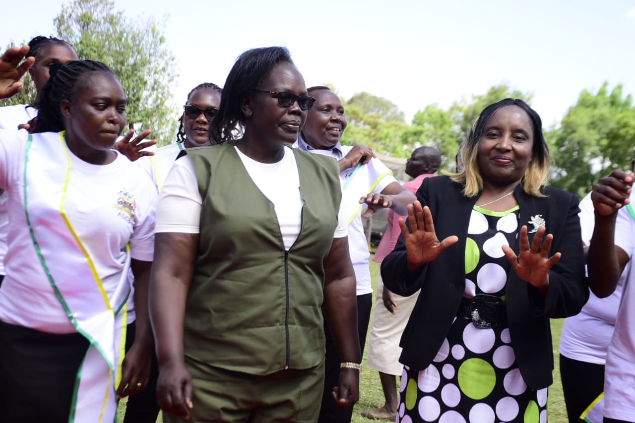 Kuinet Kapsuswa MCA Rebecca Magut with Clinical Services CO Dr Joyce Sang