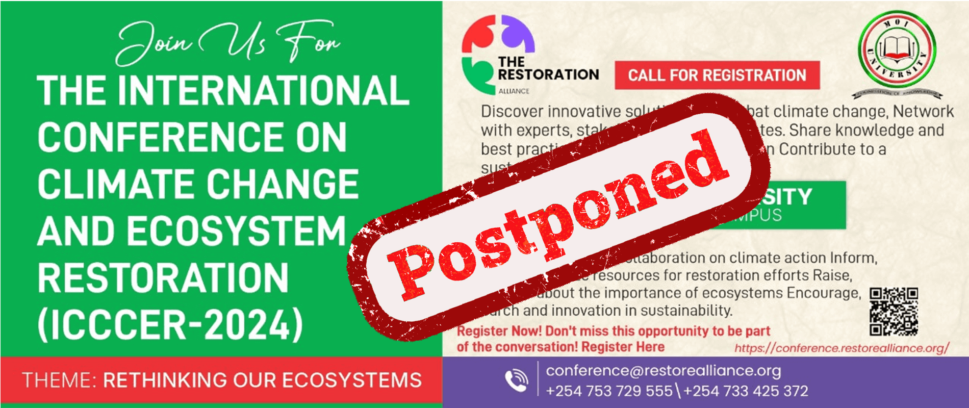 Notice of Postponement: ICCCER-2024 Conference