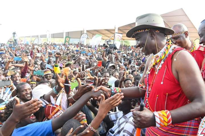 President William Ruto interacts with locals at Maa cultural festival