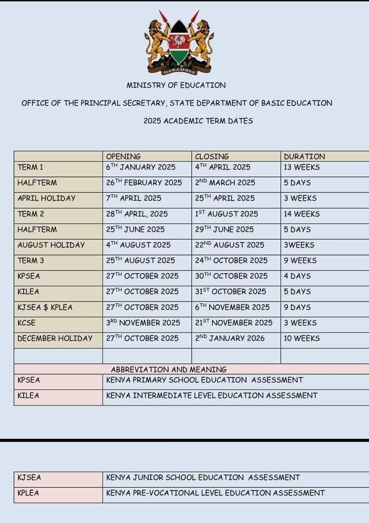 2025 education calender