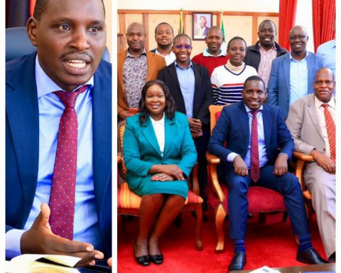 collage of DG Evans Kapkea with Lands Department officers including CECM