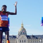 Sifan Hassan celebrates her marathon win at the Paris 2024 Olympic Games (© Christel Saneh for World Athletics)