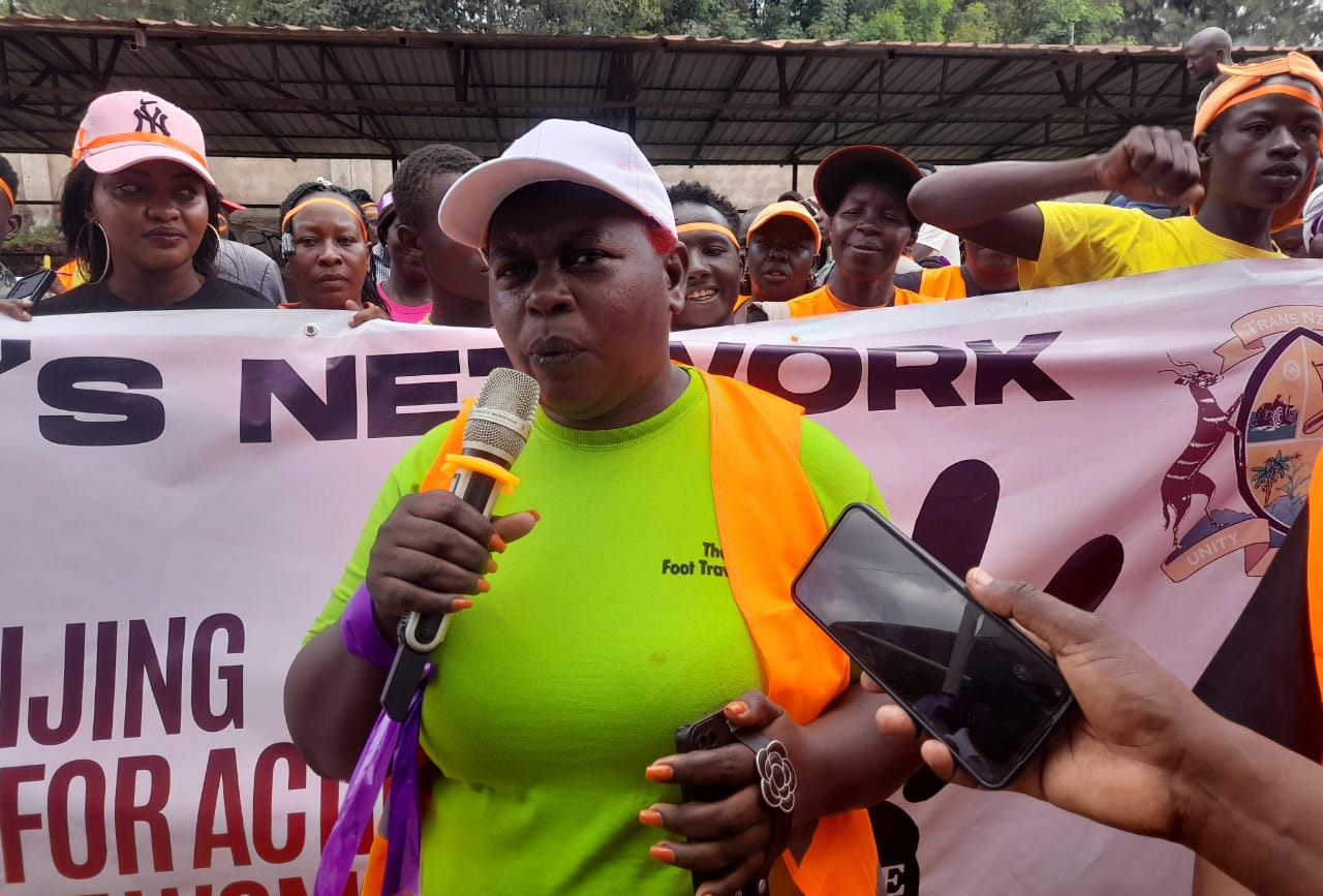 Trans Nzoia Women Leaders CBO chairperson, Immaculate Shamala presenting their petition to the County Assembly of Trans Nzoia. 