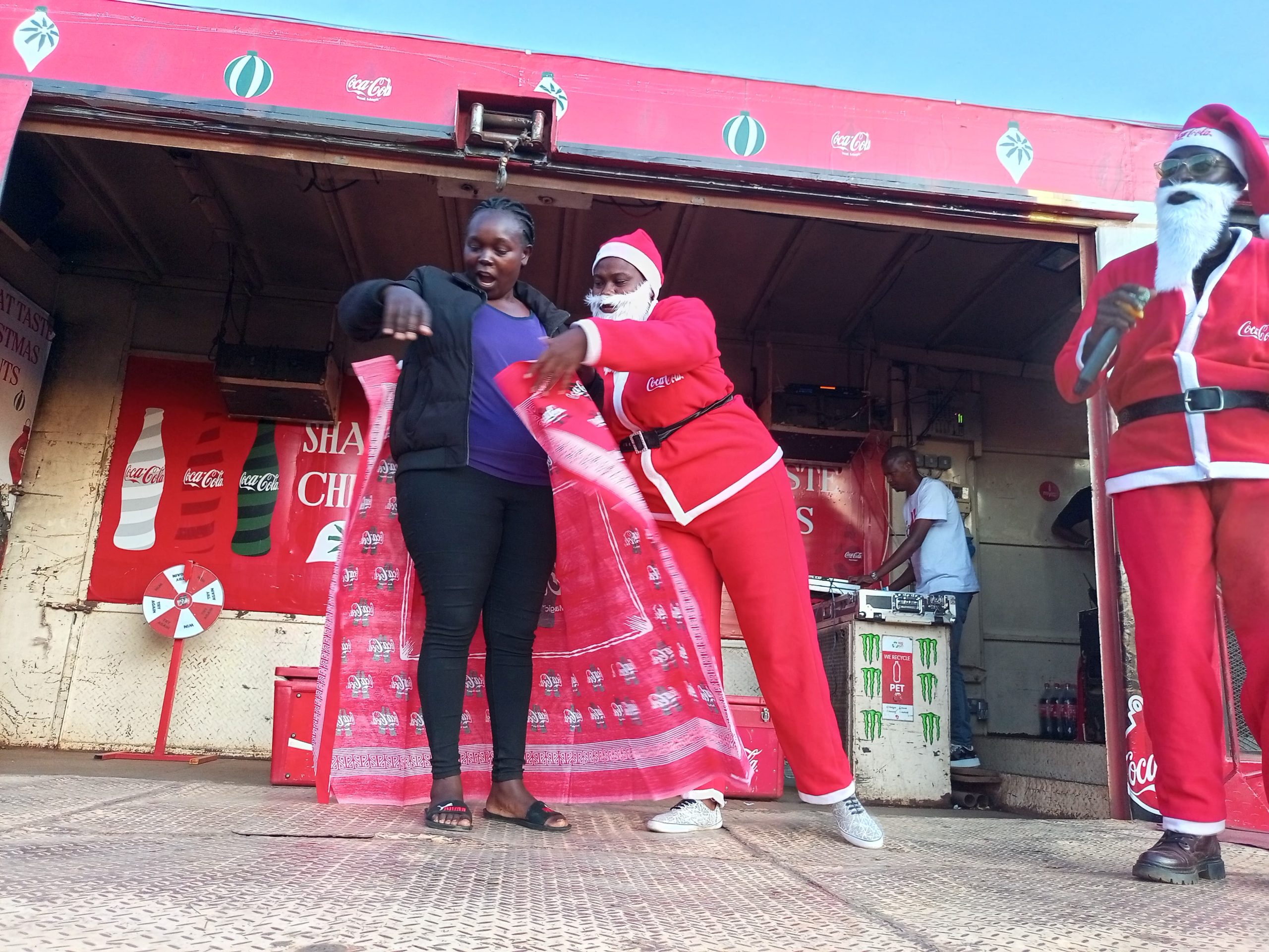 One of the lucky winners during the share the Christmas spirit event