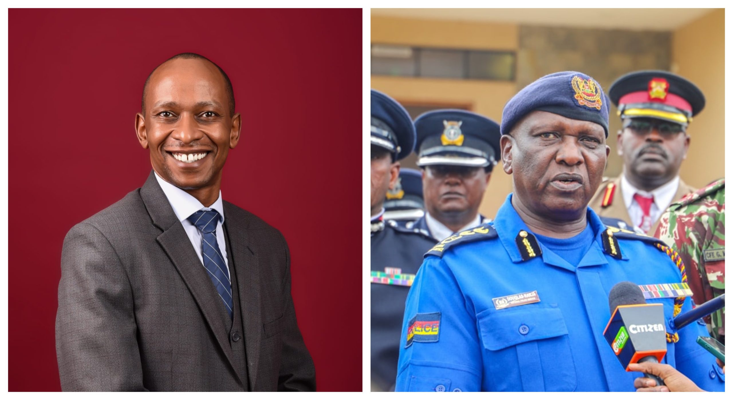Collage of former national youth leader David Maina and Inspector General of POlice Douglas Kanja