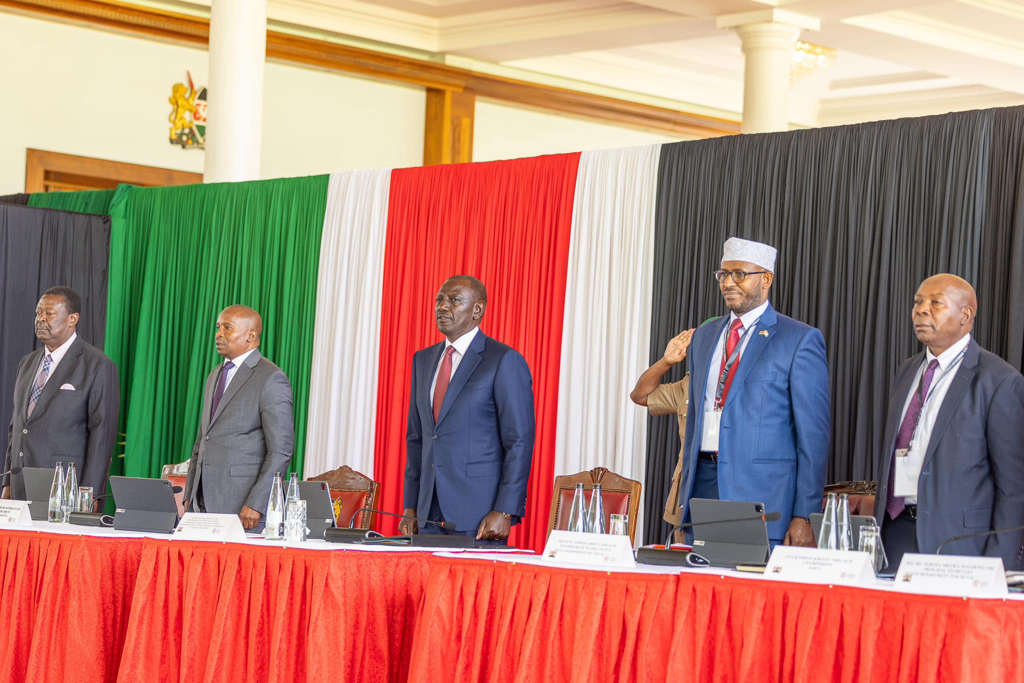 President Ruto with top government officials during the 11th National and County Governments Coordinating Summit on Monday at State House Nairobi.