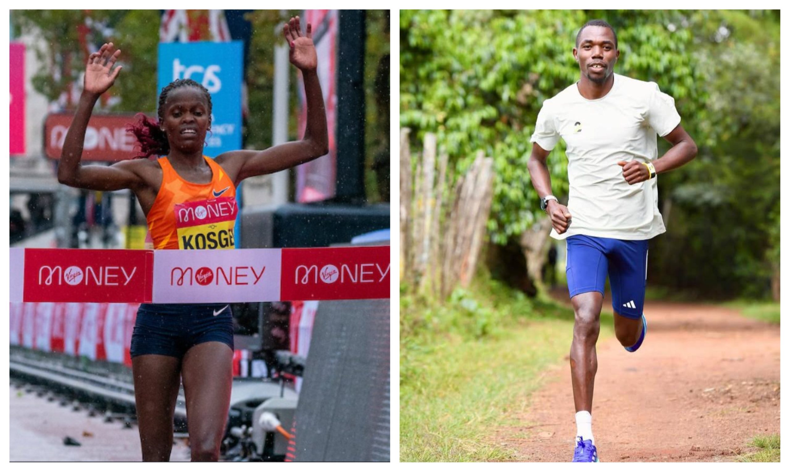 collage of Brigid Kosgei and benson kipruto