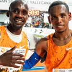 Jacob Kiplimo and Berihu Aregawi after the San Silvestre Vallecana