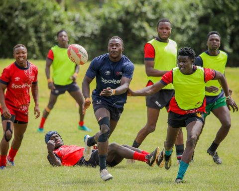 Shujaa team during a residential training for the Perth 7s.