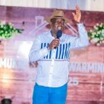 Eng. Peter Mukiri Kamau speaking during his housewarming party in Bidii area. Photo/@Peter Kamau Mukiri