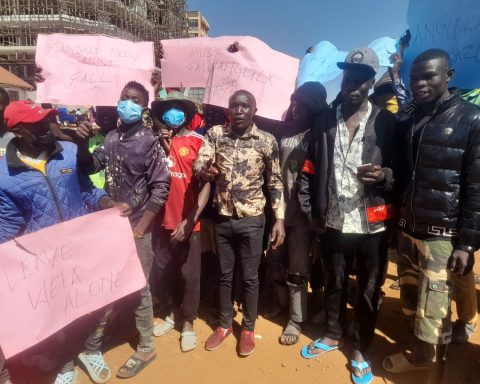 FORD Kenya party officials, members and supporters addressing the press in Kitale.