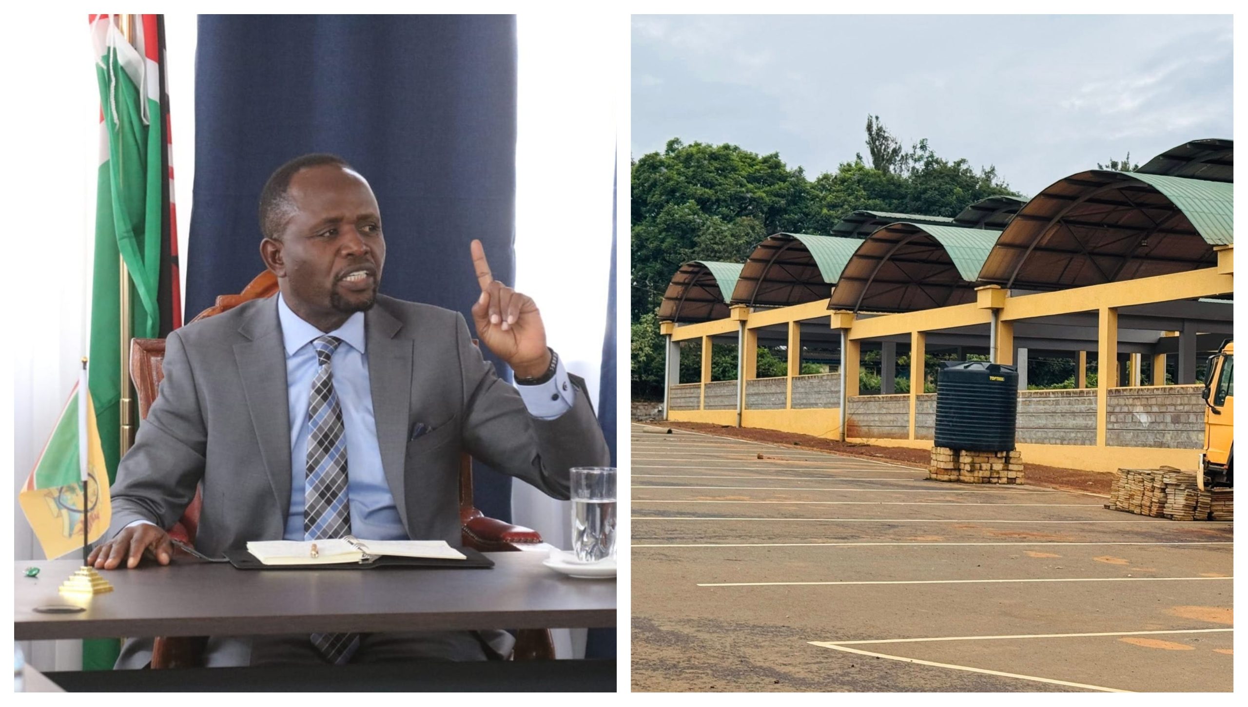 Collage of Trans Nzoia govenror George Natembeya and part of the Kitale Railway Fresh Produce Market