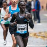 Kenyan distance runner Sharon Chelimo in action