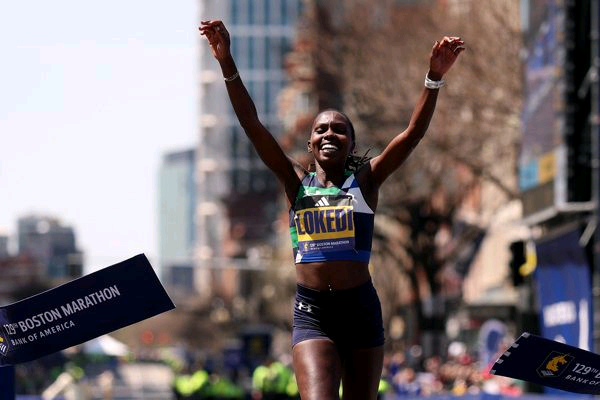 Sharon Lokedi wins the Boston Marathon