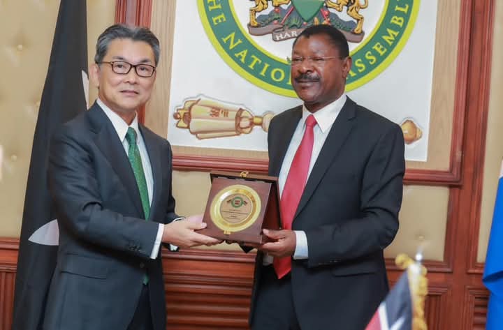 Speaker Moses Wetang'ula with Japanese Ambassador to Kenya Hiroshi Matsuura
