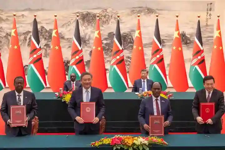 ICT CS William Kabogo with his Chinese counterpart 
