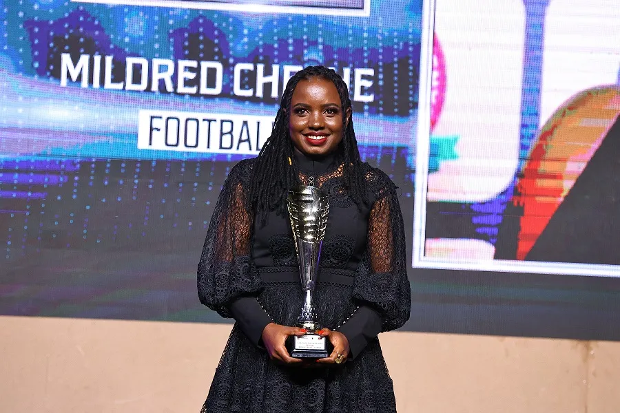 Junior Starlets' head coach Mildred Cheche after wining the Soya awards coach of the year accolade