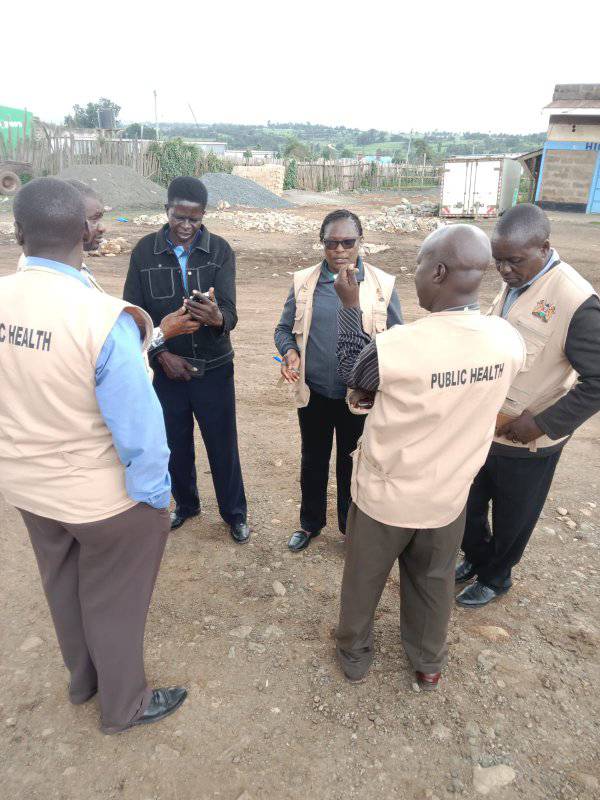 Uasin Gishu public health officers during crackdown on unhygienic eateries