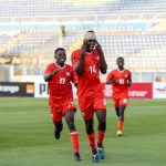 Lawrence Okoth celebrates his goal