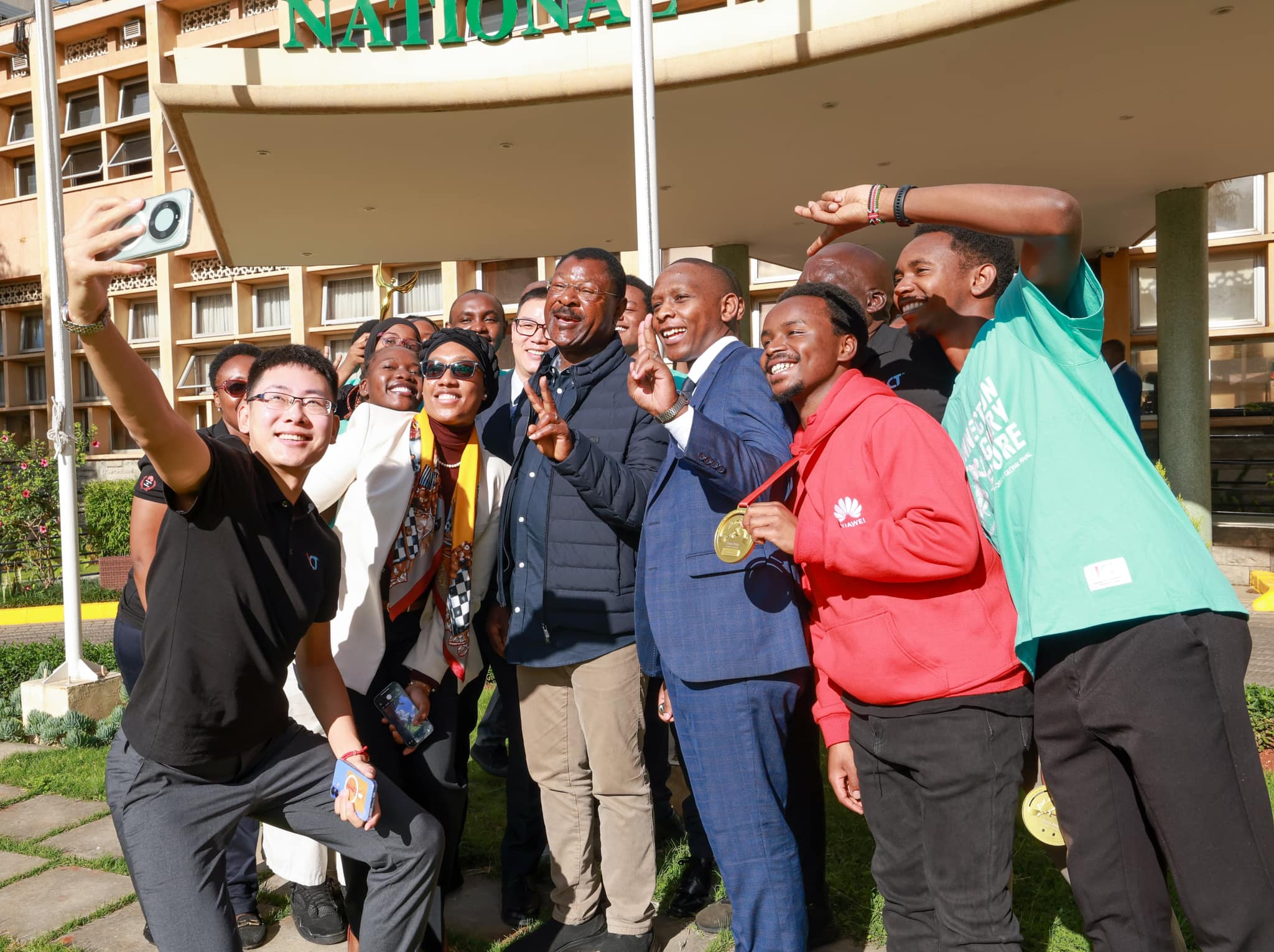 Speaker Wetang'ula with some Kenyan students who shined during the 2025 Huawei ICT Competition.
