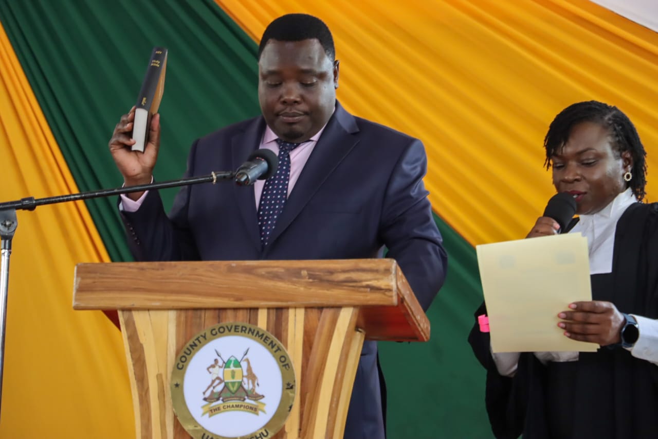 Uasin Gishu Sports CECM Robert Kemei during his swearing in 