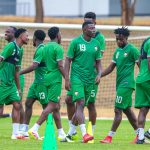 Harambee Stars players training for the CHAN quarterfinal game against Madagascar