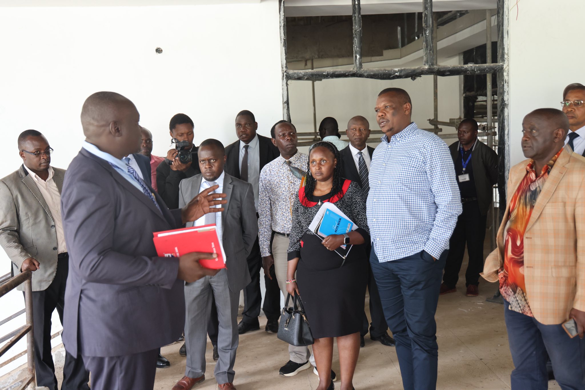 UoE VC Prof Thomas Cheruiyot with MPs when they visited stalled Amphitheatre project.