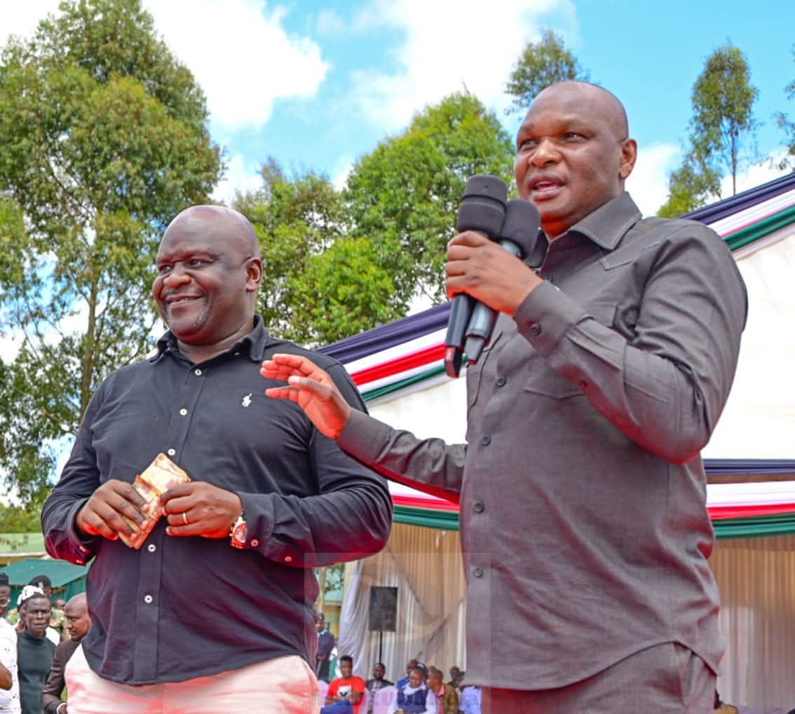 Ruto's aide Farouk Kibet with Kiminini MP Kakai Bisau 