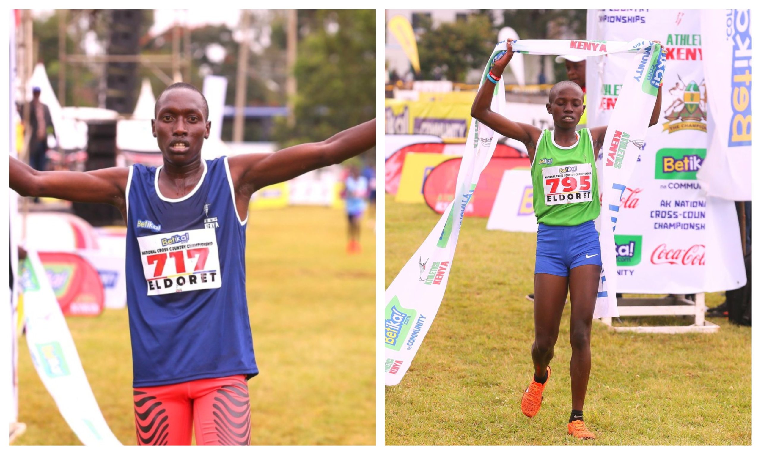 U-20 National Cross Country Championships winners Cynthia Chepkirui and Emmanuel Kipkorir