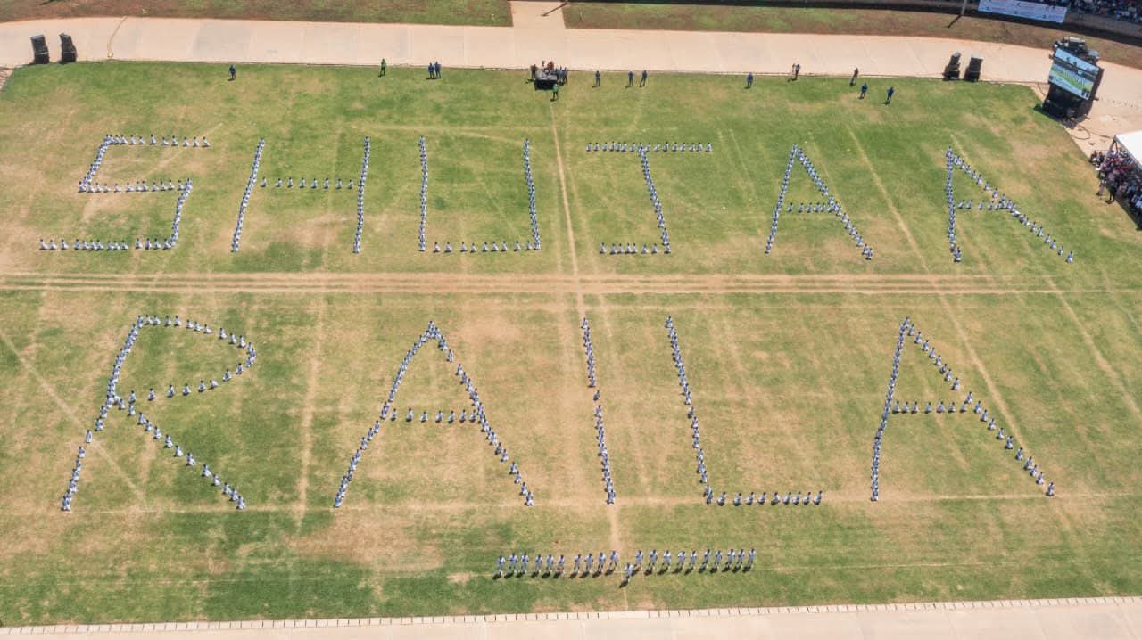 School children form a Raila Odinga name