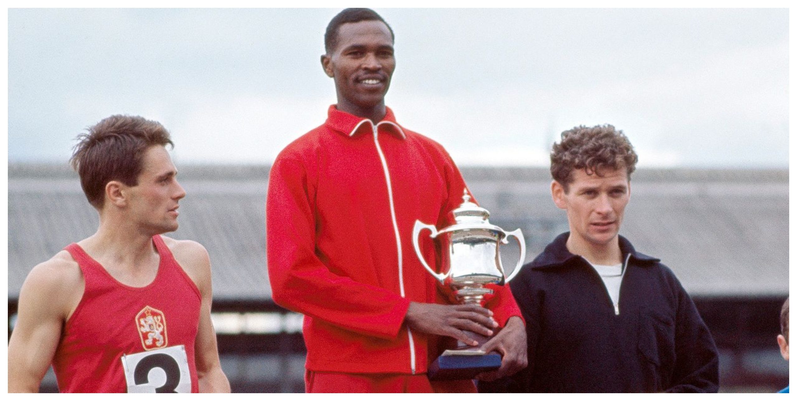 Kip Keino with the Morley Mile trophy