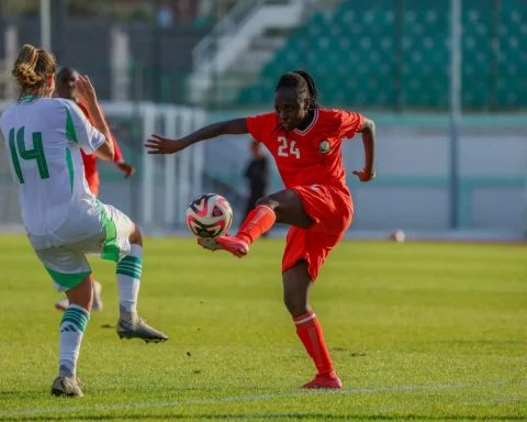Harambee Starlets player in action during Algeria friendly match