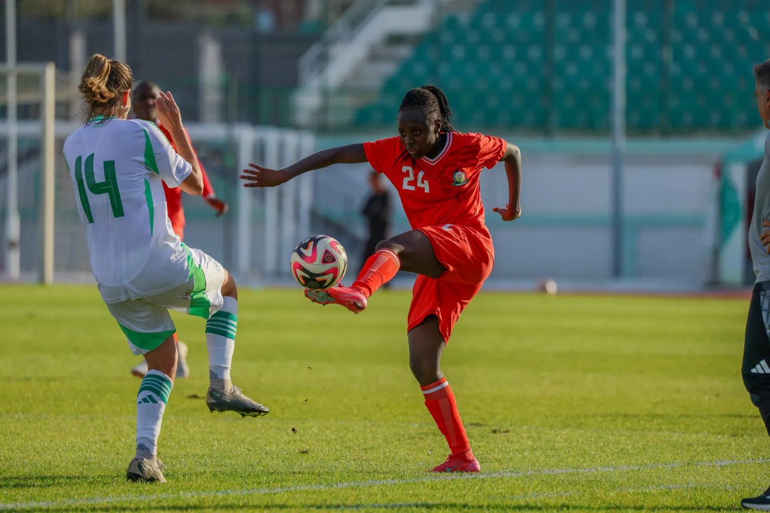 Harambee Starlets player in action during Algeria friendly match