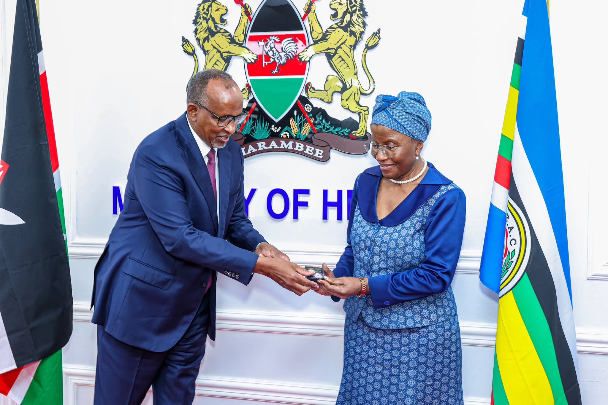 CS Aden Duale with African Leaders Malaria Alliance (ALMA), led by Executive Secretary Ms Joy Phumaphi.