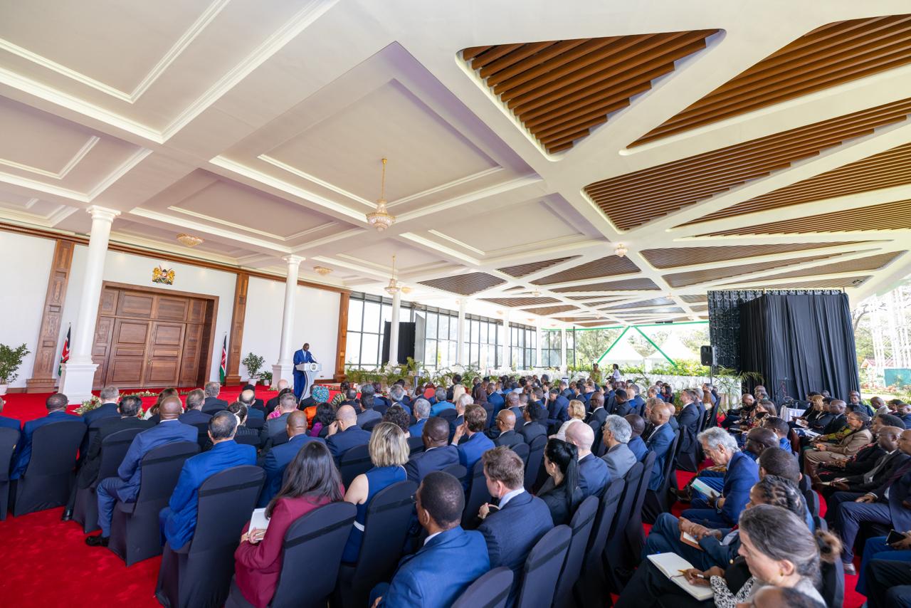 Ruto addressing international community at State House, Nairobi
