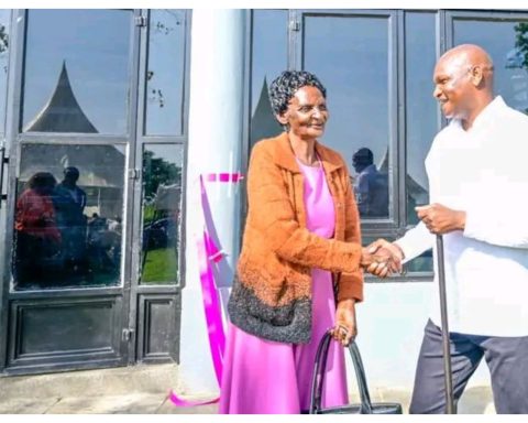 Ruto's PA Farouk Kibet with his nursery school teacher Christine Koech