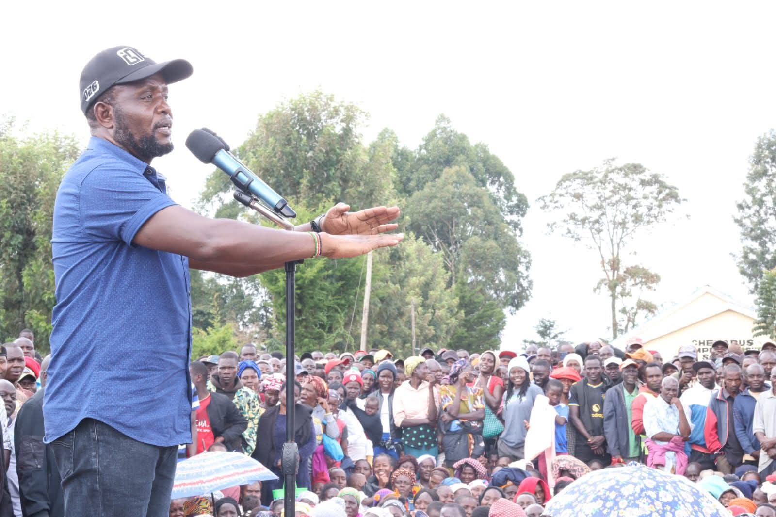 Governor George Natembeya addressing a public gathering.