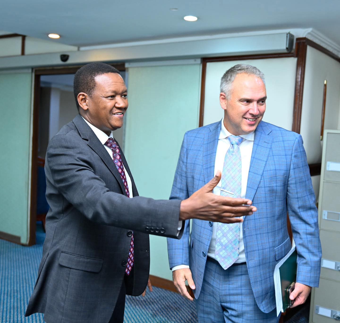 Labor CS Alfred Mutua with Canadian High Commissioner to Kenya, Dr. Joshua Tabah
