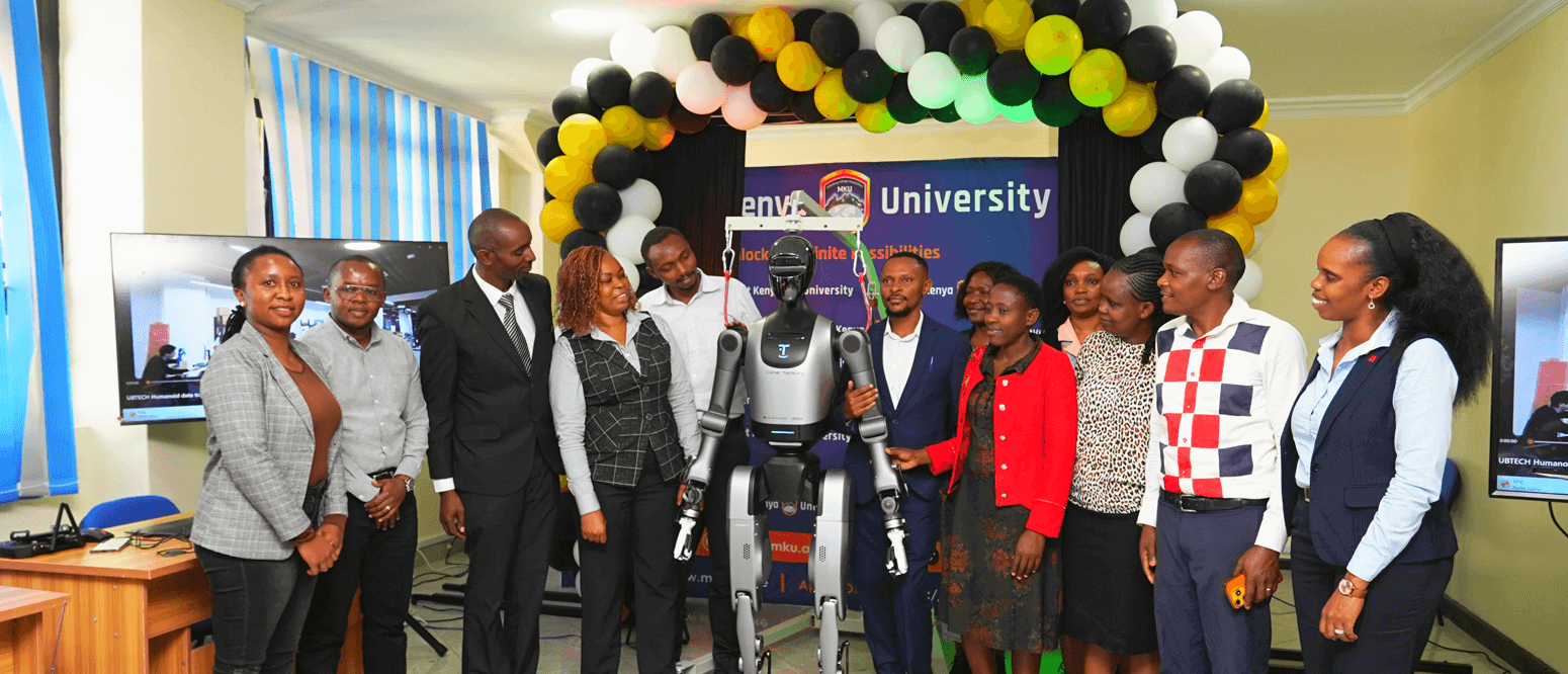 MKU students and officials during unveiling of robotics
